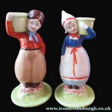 Load image into Gallery viewer, Dutch Boy and Girl Pair of Art Deco Candlesticks
