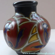 Load image into Gallery viewer, Pretty Art Deco Design. Plazuid Gouda Holland Vase. RARE Verat Pattern; c 1930
