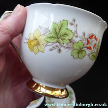 Load image into Gallery viewer, Pretty ELIZABETH II 1953 Porcelain Trio. Coronation Cup, Saucer and Side Plate
