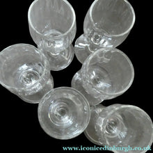 Load image into Gallery viewer, Pretty Set of Six VINTAGE CRYSTAL Tiny Liqueur Glasses. Possibly Stuart Crystal
