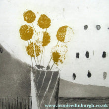 Load image into Gallery viewer, Pretty Vintage FRENCH Colour Etching. Artist's Edition. Titled: Fleurs Jaune. With indistinct pencil signature
