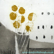 Load image into Gallery viewer, Pretty Vintage FRENCH Colour Etching. Artist's Edition. Titled: Fleurs Jaune. With indistinct pencil signature
