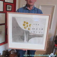 Load image into Gallery viewer, Pretty Vintage FRENCH Colour Etching. Artist's Edition. Titled: Fleurs Jaune. With indistinct pencil signature
