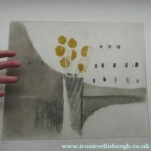 Load image into Gallery viewer, Pretty Vintage FRENCH Colour Etching. Artist's Edition. Titled: Fleurs Jaune. With indistinct pencil signature
