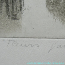 Load image into Gallery viewer, Pretty Vintage FRENCH Colour Etching. Artist’s Edition. Entitled: Fleurs Jaune. With indistinct pencil signature
