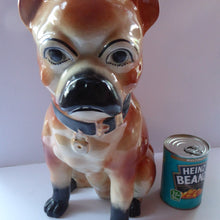 Load image into Gallery viewer, Antique LIFE SIZE Pug Dog Figurine / Slip Cast Model. Probaby STAFFORDSHIRE, c 1880s. 13 1/2 inches
