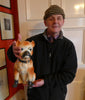 Antique LIFE SIZE Pug Dog Figurine / Slip Cast Model. Probaby STAFFORDSHIRE, c 1880s. 13 1/2 inches