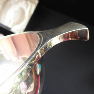 1930s Large Size SOLID SILVER Quaich. Stylish Deco Shape in Original Box. Hallmarked 1936 and Inscribed "Ann" on the side