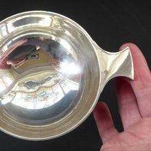 Load image into Gallery viewer, 1930s Large Size SOLID SILVER Quaich. Stylish Deco Shape in Original Box. Hallmarked 1936 and Inscribed &quot;Ann&quot; on the side
