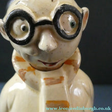 Load image into Gallery viewer, Quirky 1930s JAPANESE Ceramic Decanter, Stand and Four Shot Glasses. TENNIS PLAYER
