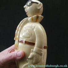 Load image into Gallery viewer, Quirky 1930s JAPANESE Ceramic Decanter, Stand and Four Shot Glasses. TENNIS PLAYER
