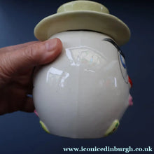 Load image into Gallery viewer, Quirky 1950s Coin Bank SWEAR BOX. Comical man with Two Expressive Faces
