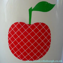 Load image into Gallery viewer, Quirky Vintage Storage Pot or Ice Bucket. Space Age White Plastic with Abstract Red Apple Motif, 1960s
