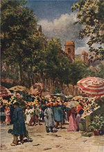 Load image into Gallery viewer, Full Image of the Published LIthograph by Collins1909 Watercolour Painting of The Rambla, Barcelona by WILLIAM WIEHE COLLINS (1862-1951) (print after)
