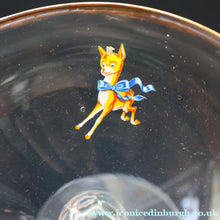 Load image into Gallery viewer, Random VINTAGE Babycham. One 1950s White Deer Logos and Two 1960s Prancing Deers - British Glass
