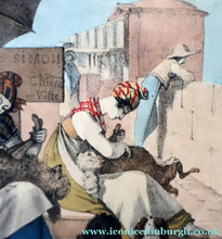 Load image into Gallery viewer, RARE 1820s Hand-Coloured Lithograph by J.J. Chalon. "Les Tondeuses de Chiens"
