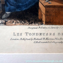Load image into Gallery viewer, RARE 1820s Hand-Coloured Lithograph by J.J. Chalon. "Les Tondeuses de Chiens"
