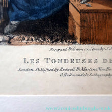 Load image into Gallery viewer, RARE 1820s Hand-Coloured Lithograph by J.J. Chalon. "Les Tondeuses de Chiens"
