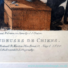 Load image into Gallery viewer, RARE 1820s Hand-Coloured Lithograph by J.J. Chalon. "Les Tondeuses de Chiens"
