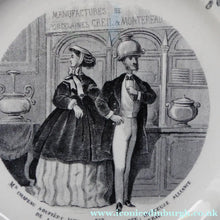 Load image into Gallery viewer, Rare 1867 Antique French Plate: Comical Image of English Visitors to the Paris Exposition Commemorative 1867
