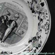 Load image into Gallery viewer, Rare 1867 Antique French Plate: Comical Image of English Visitors to the Paris Exposition Commemorative 1867
