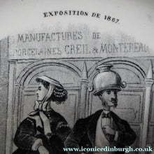 Load image into Gallery viewer, Rare 1867 Antique French Plate: Comical Image of English Visitors to the Paris Exposition Commemorative 1867
