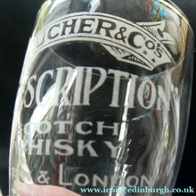 Load image into Gallery viewer, Rare 1890s Scottish Antique Whisky Dram Glass for Butcher &amp; Co. Prescription Whisky LEITH &amp; London
