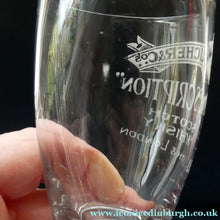 Load image into Gallery viewer, Rare 1890s Scottish Antique Whisky Dram Glass for Butcher &amp; Co. Prescription Whisky LEITH &amp; London

