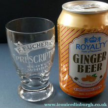 Load image into Gallery viewer, Rare 1890s Scottish Antique Whisky Dram Glass for Butcher &amp; Co. Prescription Whisky LEITH &amp; London
