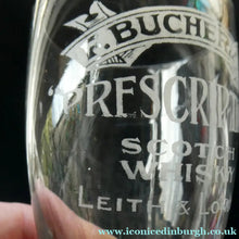 Load image into Gallery viewer, Rare 1890s Scottish Antique Whisky Dram Glass for Butcher &amp; Co. Prescription Whisky LEITH &amp; London
