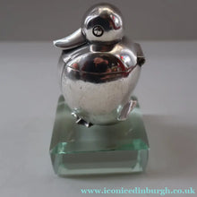 Load image into Gallery viewer, Rare 1920s ART DECO WMF Duck Inkwell on Faceted Clear Crystal Base 
