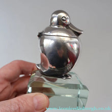 Load image into Gallery viewer, Rare 1920s ART DECO WMF Duck Inkwell on Faceted Clear Crystal Base 
