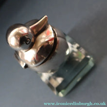 Load image into Gallery viewer, Rare 1920s ART DECO WMF Duck Inkwell on Faceted Clear Crystal Base 
