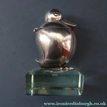 Load image into Gallery viewer, Rare 1920s ART DECO WMF Duck Inkwell on Faceted Clear Crystal Base 
