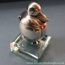 Load image into Gallery viewer, Rare 1920s ART DECO WMF Duck Inkwell on Faceted Clear Crystal Base 
