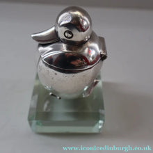 Load image into Gallery viewer, Rare 1920s ART DECO WMF Duck Inkwell on Faceted Clear Crystal Base 
