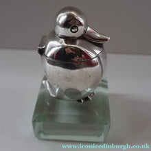 Load image into Gallery viewer, Rare 1920s ART DECO WMF Duck Inkwell on Faceted Clear Crystal Base 
