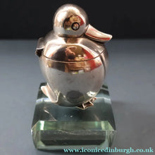 Load image into Gallery viewer, Rare 1920s ART DECO WMF Duck Inkwell on Faceted Clear Crystal Base 
