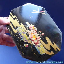 Load image into Gallery viewer, Rare 1920s Early Art Nouveau Toffee Tin by HORNER. Lid Decorated with Waterlilies and Dragonfly Motif
