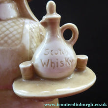 Load image into Gallery viewer, Rare 1920s SCHAFER &amp; VATER Whisky Flask or Bottle. Stoneware Finish in the Form of a Maid Carrying a Wee Dog and Tray with Whisky
