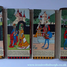 Load image into Gallery viewer, Rare 1930s CONTRACT BRIDGE Score Pads. Art Deco "Court Royal" Set with Chromolithograph Images of a Medieval Court
