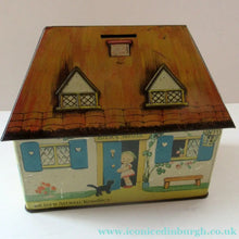 Load image into Gallery viewer, Rare 1930s MABEL LUCIE ATTWELL Kiddibics: Bicky House Biscuit Tin or Bank. Made for William Crawford
