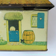 Load image into Gallery viewer, Rare 1930s MABEL LUCIE ATTWELL Kiddibics: Bicky House Biscuit Tin or Bank. Made for William Crawford
