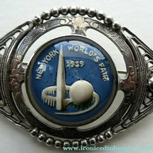 Load image into Gallery viewer, Rare 1930s World's Fair Souvenir. Silver Brooch for New York World's Fair 1939
