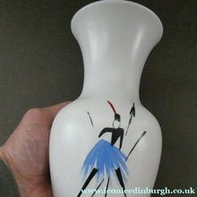 Load image into Gallery viewer, 1950s Burleigh Ware Vase Mid Century Modern Ceramics with Tribal Figures
