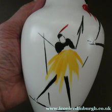 Load image into Gallery viewer, 1950s Burleigh Ware Vase Mid Century Modern Ceramics with Tribal Figures
