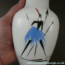 Load image into Gallery viewer, 1950s Burleigh Ware Vase Mid Century Modern Ceramics with Tribal Figures 
