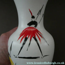 Load image into Gallery viewer, 1950s Burleigh Ware Vase Mid Century Modern Ceramics with Tribal Figures
