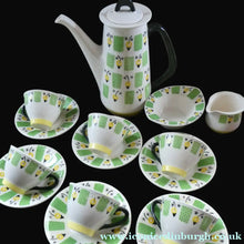 Load image into Gallery viewer, 1960s FIGGJO FLINT Coffee Set by Ragnar Grimsrud. Valencia Green and Yellow Pattern
