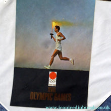 Load image into Gallery viewer, RARE 1960s Olympic Games Souvenir Head Scarf. Genuine Original Toyko Olympic Games 1964. KAMEKURA YUUSAKU Design
